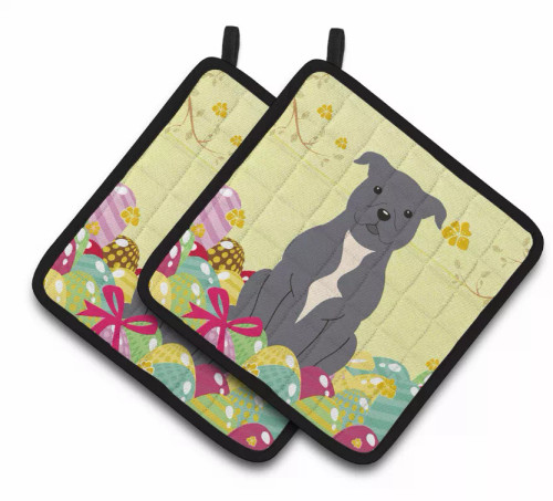 Easter Eggs Dog Pair of Pot Holders - S000213B001695P083192V012