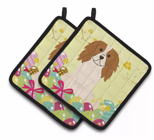 Easter Eggs Dog Pair of Pot Holders - S000213B001695P083192V024
