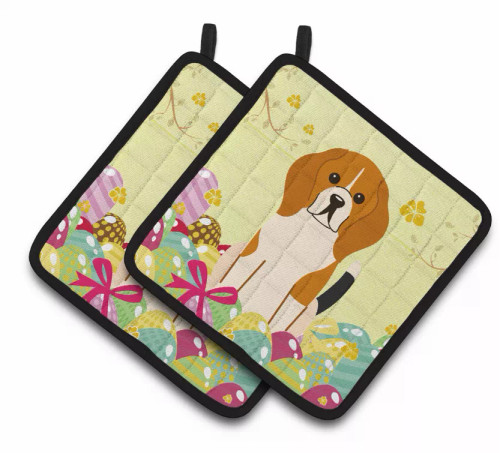 Easter Eggs Dog Pair of Pot Holders - S000213B001695P083192V006