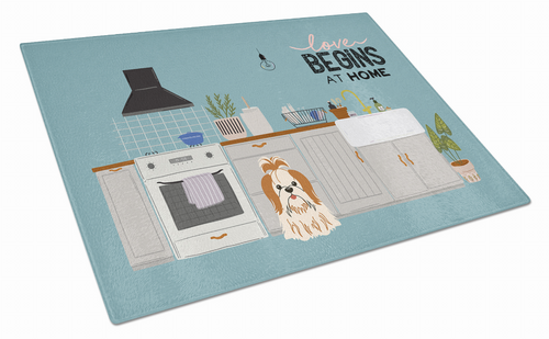 Kitchen Scene Dog Print Glass Cutting Board Large - S000213B001695P020200V025