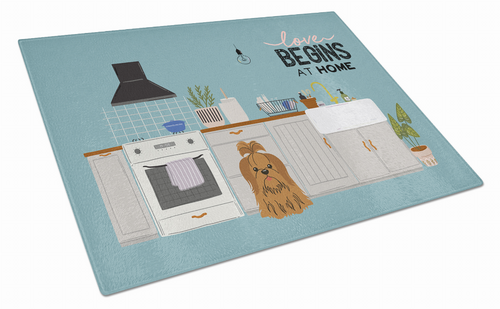Kitchen Scene Dog Print Glass Cutting Board Large - S000213B001695P020200V024