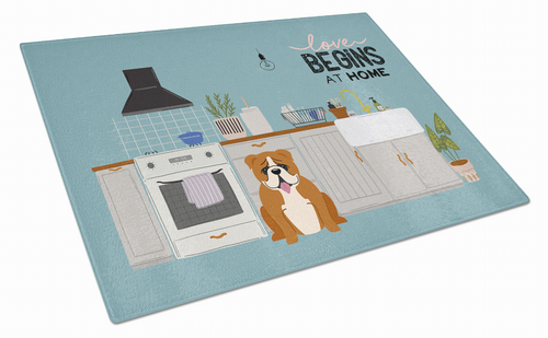 Kitchen Scene Dog Print Glass Cutting Board Large - CK7824LCB