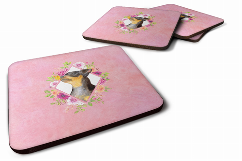 Flowers Design with Dog Foam Coaster Set of 4 - S000213B001695P003237V000