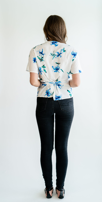 Heather Printed Wrap Blouse - SAS-253069-4