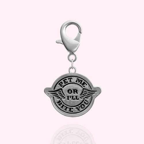 "Pet Me or I'll Bite You" Dog Collar Charm