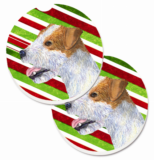 Dog Themed Holiday Christmas Cup Holder Car Coasters (Set of 2) - SS4573CARC