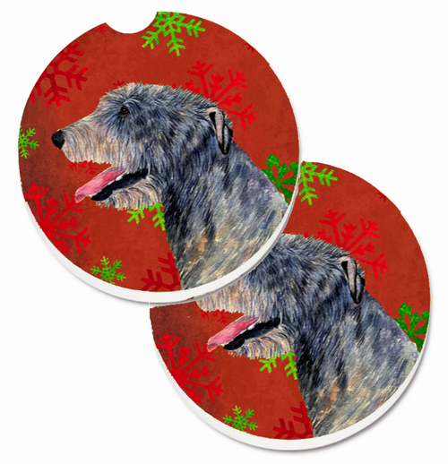 Dog Themed Holiday Christmas Cup Holder Car Coasters (Set of 2) - SS4713CARC