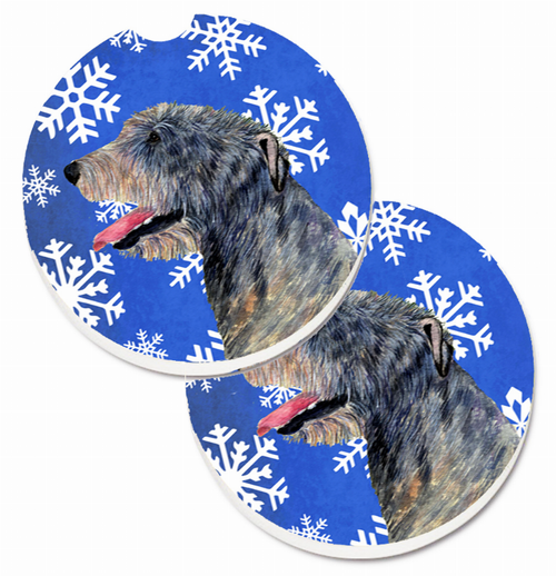 Dog Themed Holiday Christmas Cup Holder Car Coasters (Set of 2) - SS4644CARC