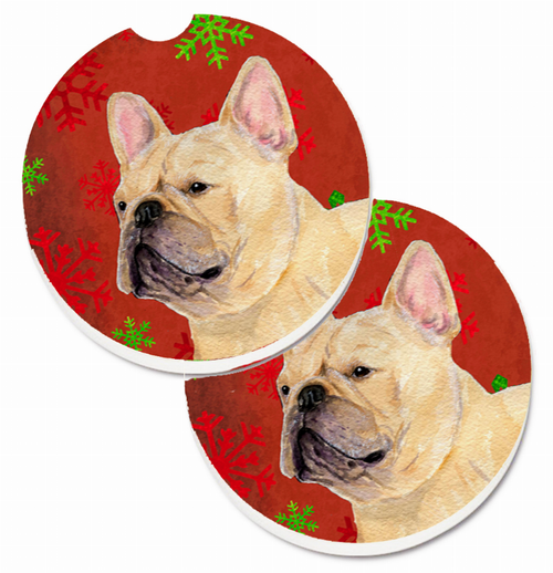 Dog Themed Holiday Christmas Cup Holder Car Coasters (Set of 2) - SS4692CARC