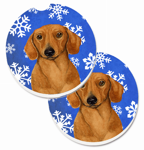 Dog Themed Holiday Christmas Cup Holder Car Coasters (Set of 2) - LH9267CARC
