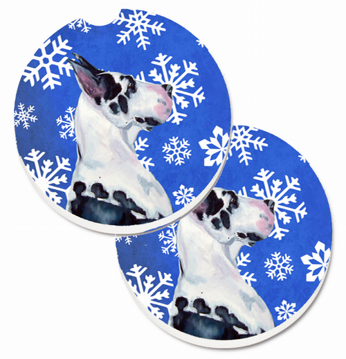 Dog Themed Holiday Christmas Cup Holder Car Coasters (Set of 2) - LH9281CARC