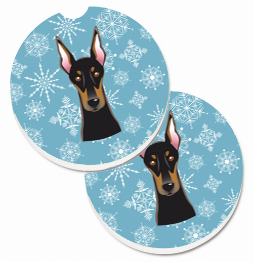 Dog Themed Holiday Christmas Cup Holder Car Coasters (Set of 2) - BB1679CARC