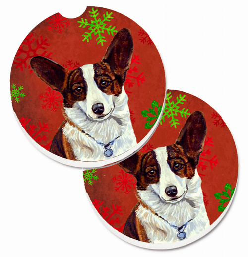 Dog Themed Holiday Christmas Cup Holder Car Coasters (Set of 2) - LH9333CARC