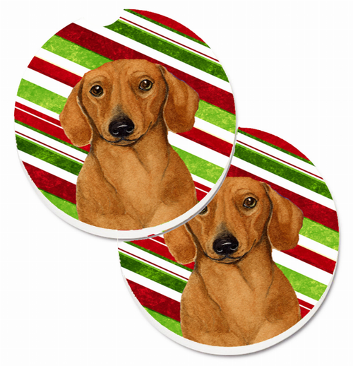 Dog Themed Holiday Christmas Cup Holder Car Coasters (Set of 2) - LH9222CARC