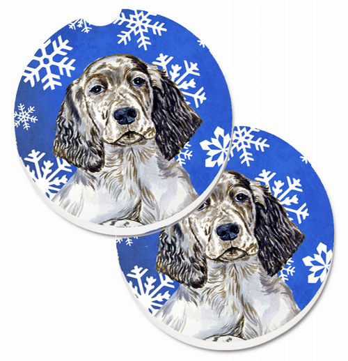 Dog Themed Holiday Christmas Cup Holder Car Coasters (Set of 2) - LH9277CARC