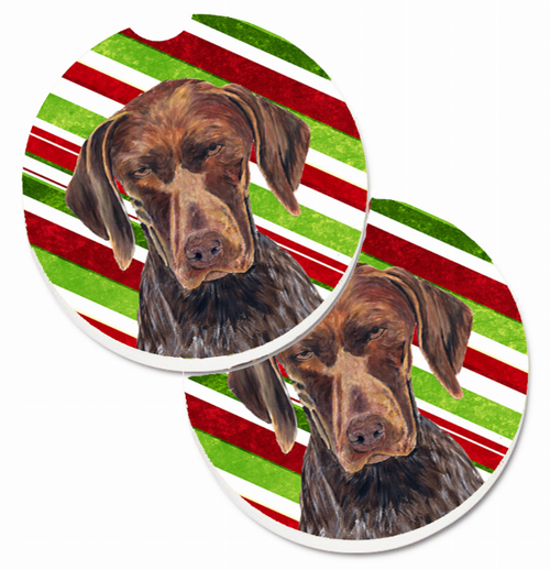 Dog Themed Holiday Christmas Cup Holder Car Coasters (Set of 2) - SC9355CARC