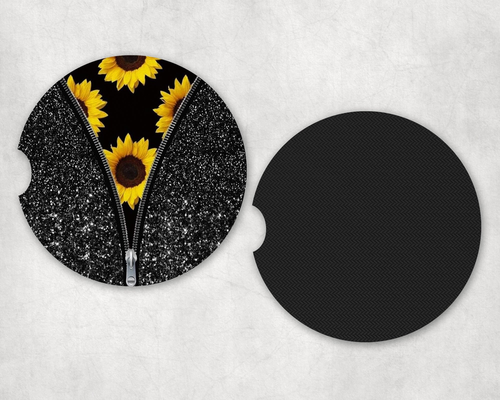 Sunflower faux glitter|Car Coaster Set Sunflower faux glitter|Car Coaster Set