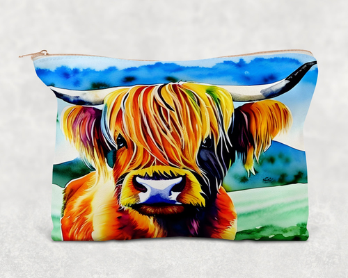 Highland Cow Printed Canvas Zipper Bag Highland Cow Printed Canvas Zipper Bag