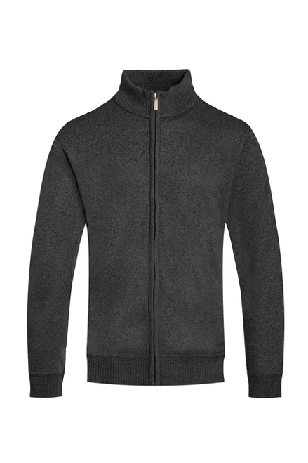 Full Zip Knit Sweater - NR2012-CHARCOAL-2X