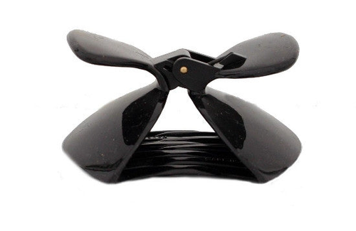 Double Bowtie Cover Hair Claw Black