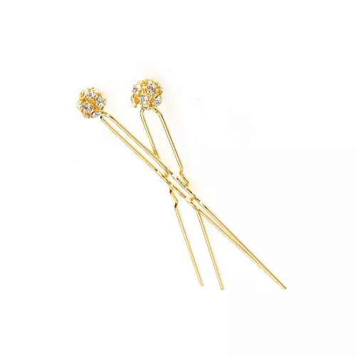 Gold Swarovski Hair Pins (Pair) - 5026-2--3
