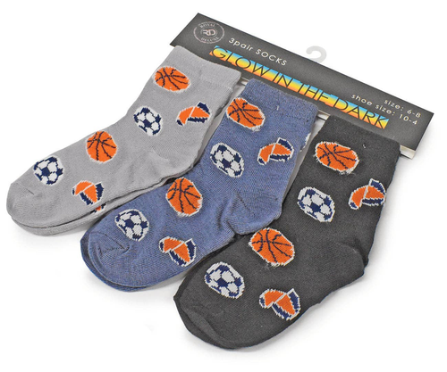 3-Pairs Kids Glow in the Dark Socks - 3-SXSPACE