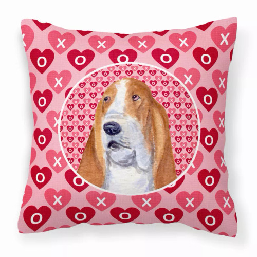 Hearts Love and Valentine's Day Dog Portrait Fabric Decorative Pillow - S000213B001695P068614V000