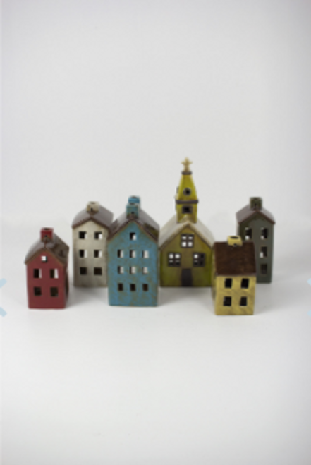 Set Of Six Ceramic Village-One Each Design