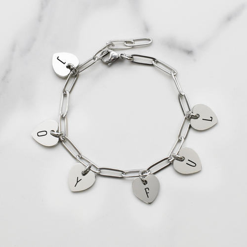 Fully Adjustable Inspirational Heart Charmed Bracelets - PinkBox3-4499