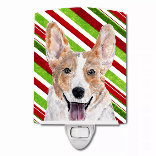 Candy Cane Holiday Christmas Dog Art Ceramic Night Light - S000213B001695P103635V000