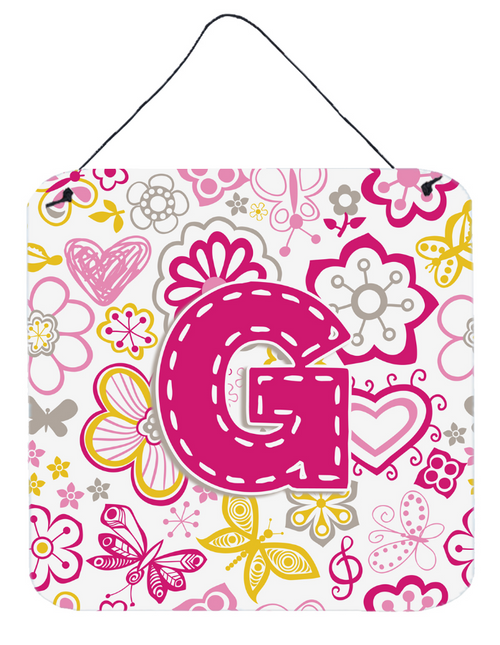 Flowers and Butterflies Monogram Letter Wall or Door Hanging Prints - S000213B001695P048391V000