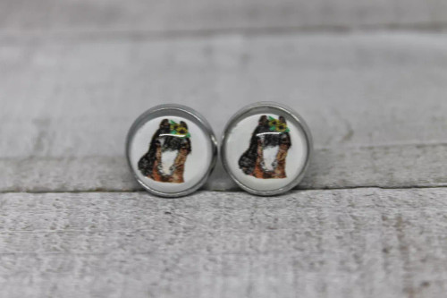 Sunflower Crown Horse  Glass Stud Earrings