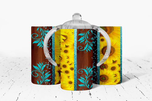 Sunflower Stripes Insulated Kids Dual Lid Sippy Cup Tumbler