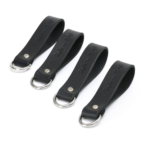 Leather D-Ring Loops for Suspender Attachment in Black (4 Piece Set)