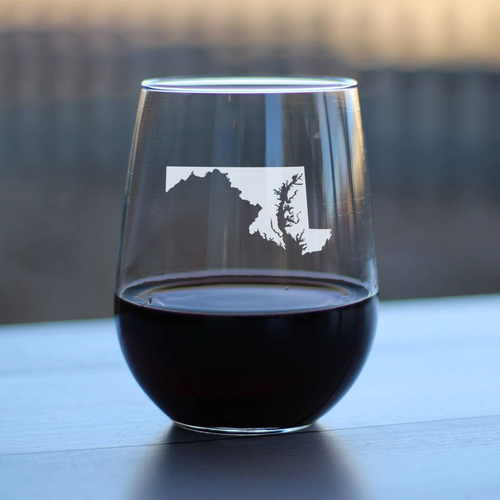 Maryland Outline Stemless Wine Glass - Marylanders Gifts