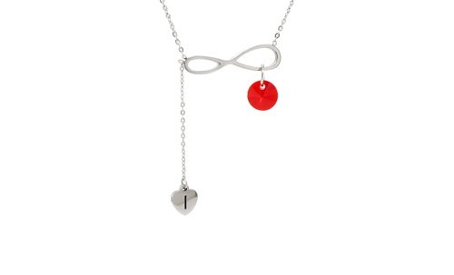 Infinity Heart Drop Initial Necklace With Austrian Crystal By Pink Box - PinkBox3-10777