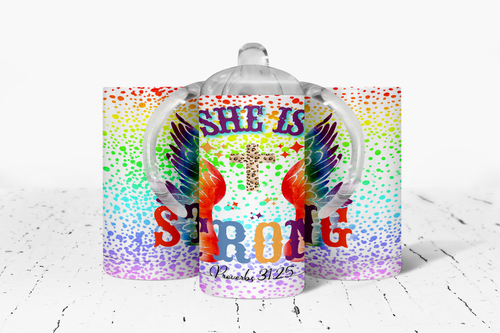 She Is Strong Insulated Kids Dual Lid Sippy Cup Tumbler