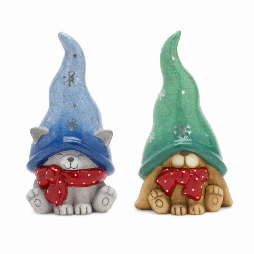 Cat and Dog (Set of 4) 5.75"H Terra Cotta