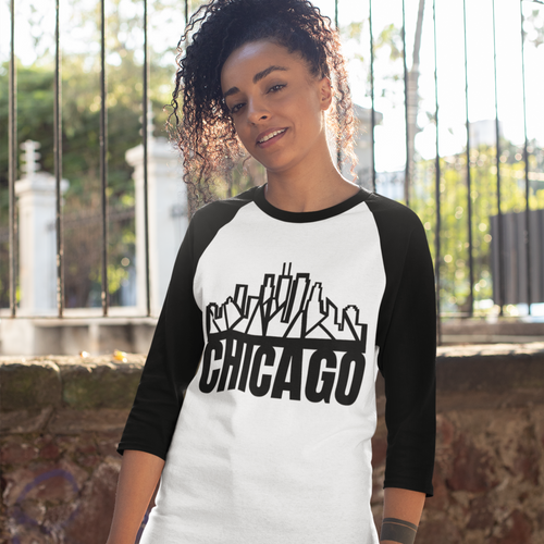 Chicago Skyline Baseball Tee with "Chicago" - S001499B002081P000114V007