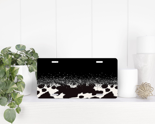faux cowhide License Plate