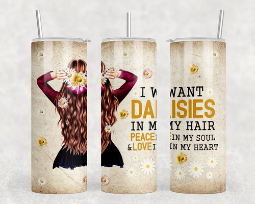 I Want Daisies In My Hair|Skinny Tumbler|Optional Bluetooth Speaker| Speaker Color Varies