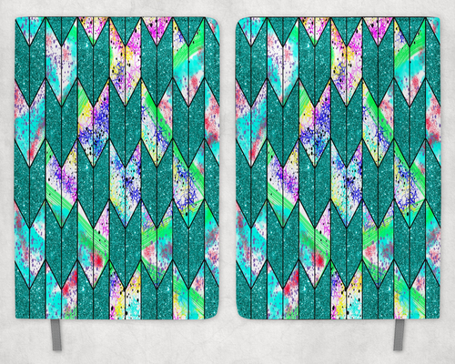 Teal Yagasuri Printed 8 Inch  A-5 Journal