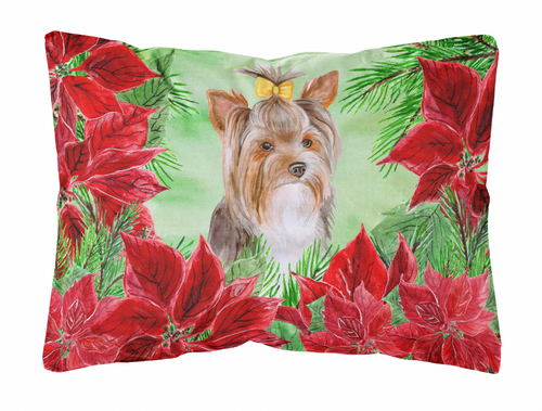 Poinsettas Dog Art Canvas Fabric Decorative Pillow - S000213B001695P112080V000