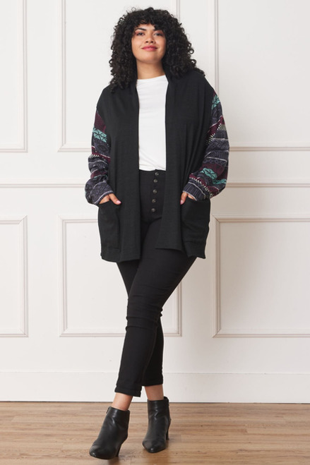 Nordic Sleeve Drop Shoulder Open Cardigan - 2ELOGES1788