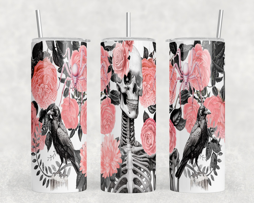 Floral Skeleton|Skinny Tumbler|Optional Bluetooth Speaker| Speaker Color Varies