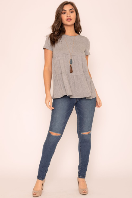 Solid Two Tiered Ruffle Tunic - F3-Eloges-4544