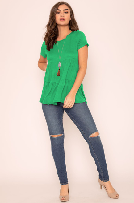 Solid Two Tiered Ruffle Tunic - F3-Eloges-4539