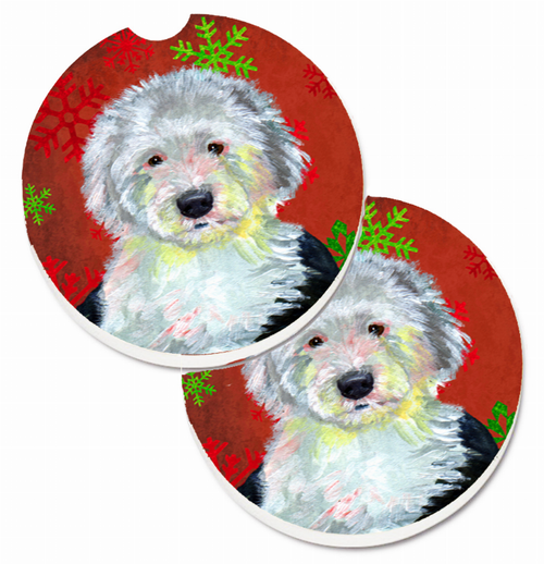 Dog Themed Holiday Christmas Cup Holder Car Coasters (Set of 2) - LH9351CARC