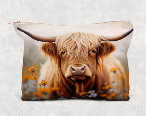Highland Cow  Printed Canvas Zipper Bag Highland Cow  Printed Canvas Zipper Bag