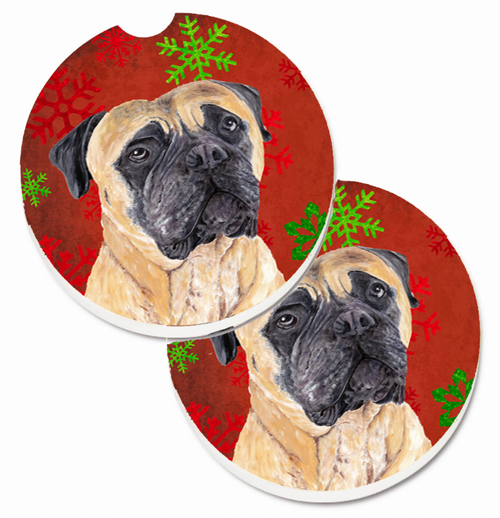 Dog Themed Holiday Christmas Cup Holder Car Coasters (Set of 2) - SC9425CARC